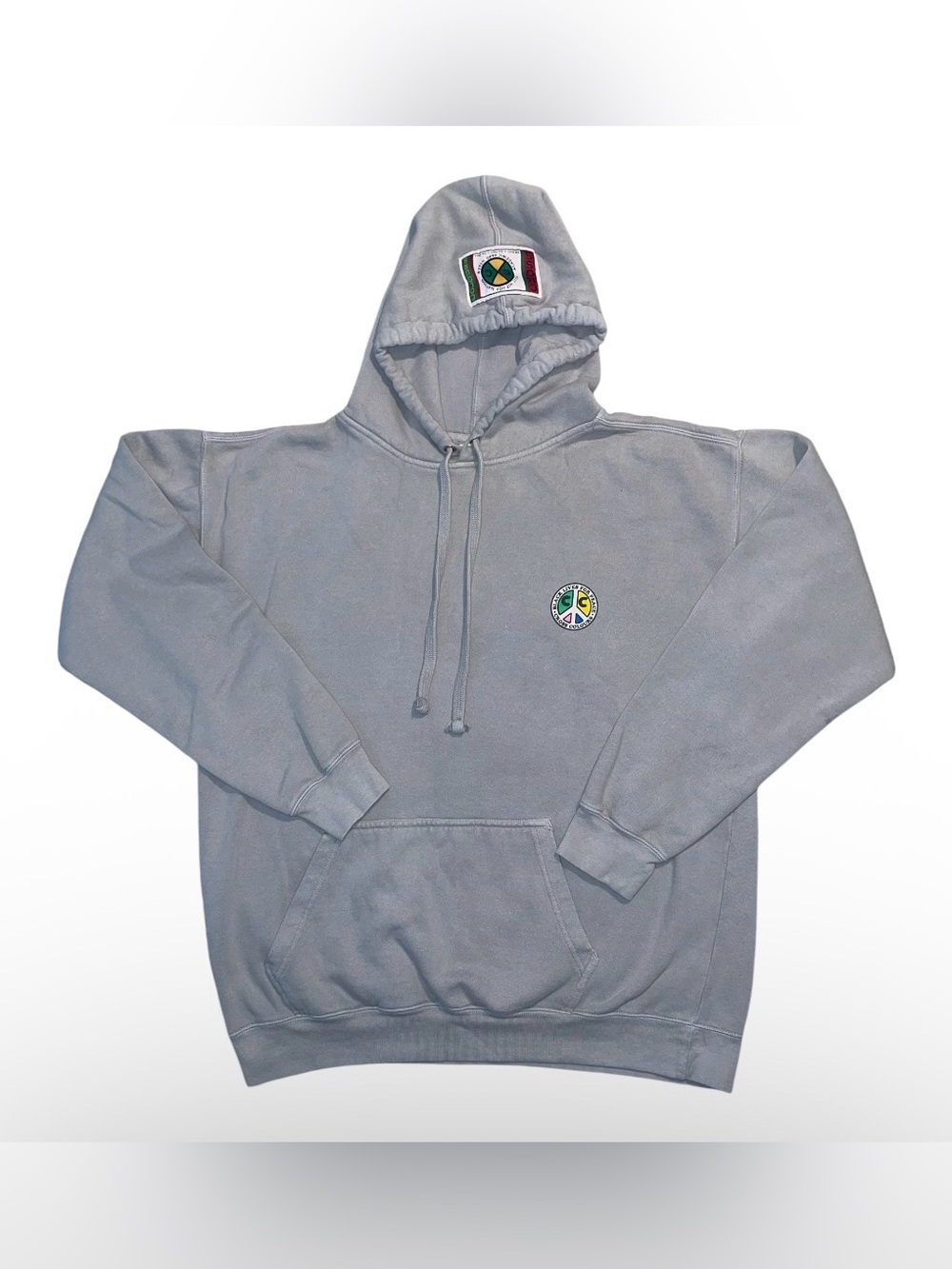 Cross Colour Men's Light Gray Hoodie with Peace Patch Size M